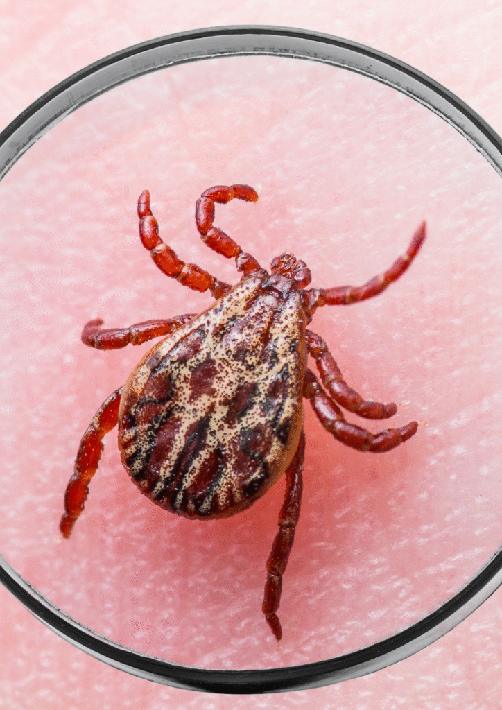 Close up picture of a tick under microscope.