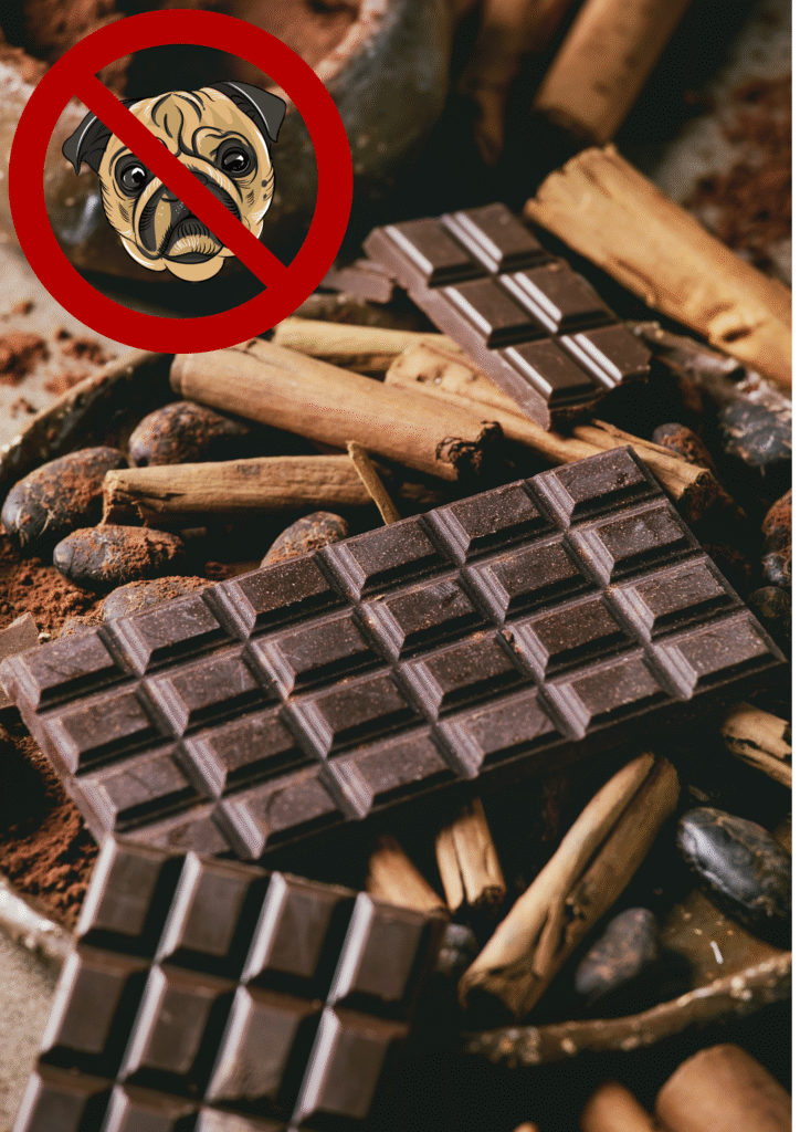 Picture of dark chocolate bars showing sign of chocolates are harmful for dogs.